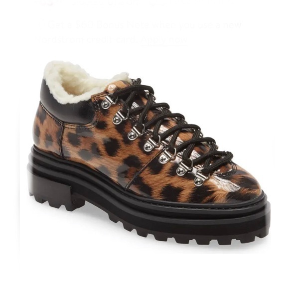 SCHUTZ Lucille Shearling Lined leopard Ankle Boots 8.5B